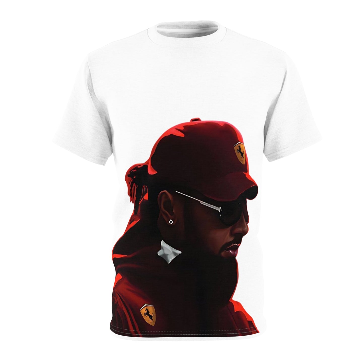 Ferrari-Inspired Unisex Cut & Sew White Tee