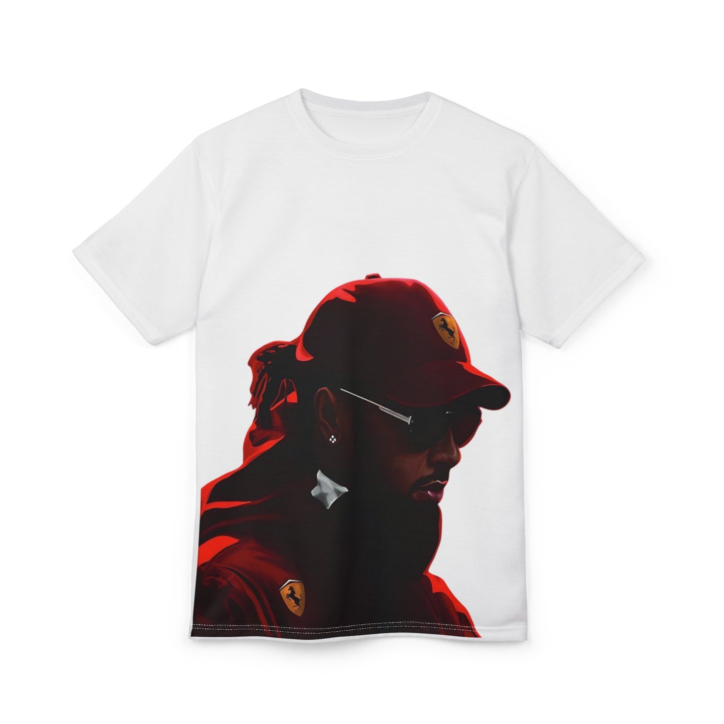 Ferrari-Inspired Unisex Cut & Sew White Tee