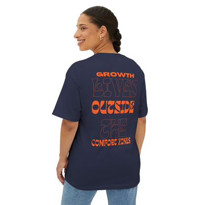 "Growth Lives Outside The Comfort Zone "Unisex Oversized Boxy Tee