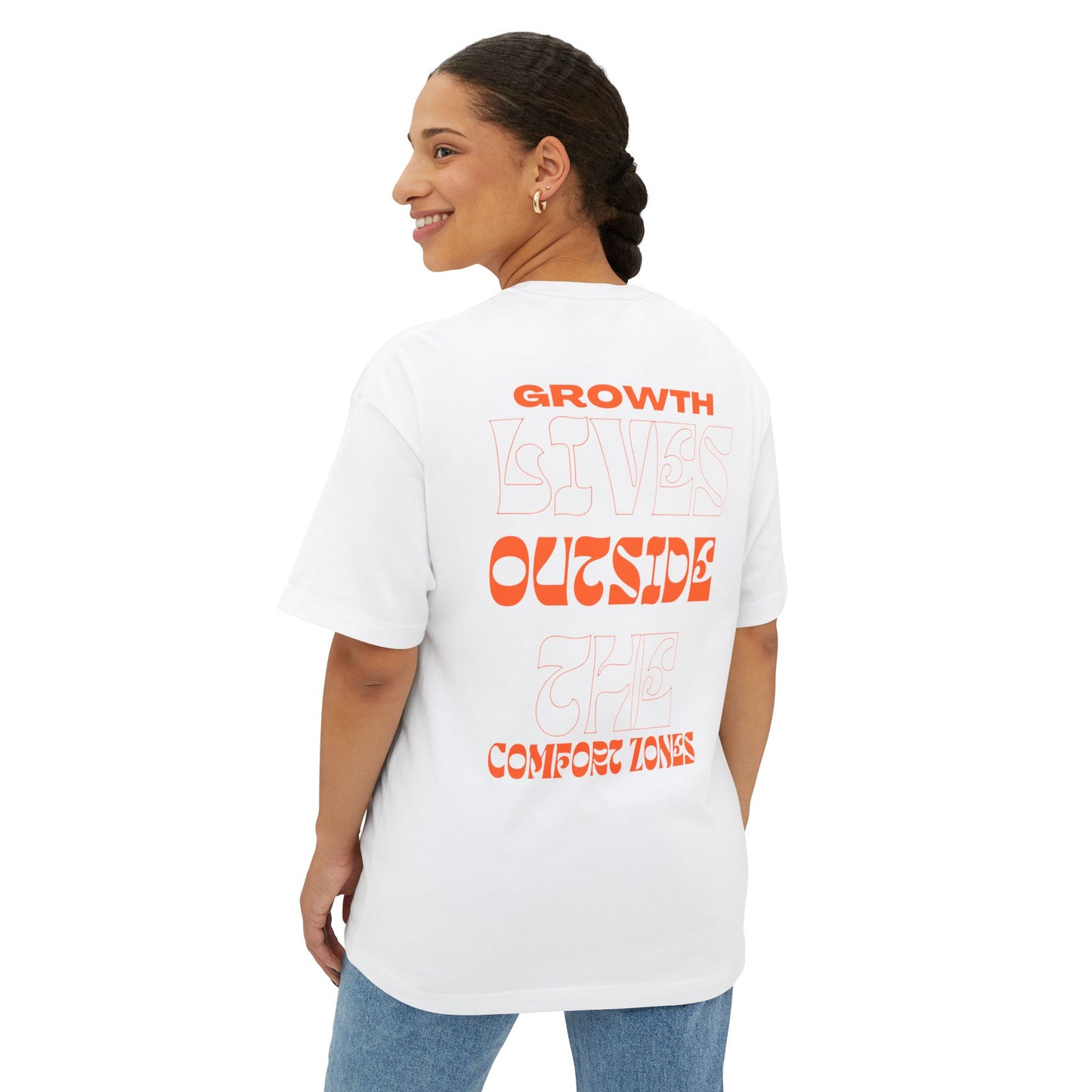 "Growth Lives Outside The Comfort Zone "Unisex Oversized Boxy Tee