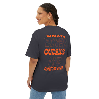 "Growth Lives Outside The Comfort Zone "Unisex Oversized Boxy Tee