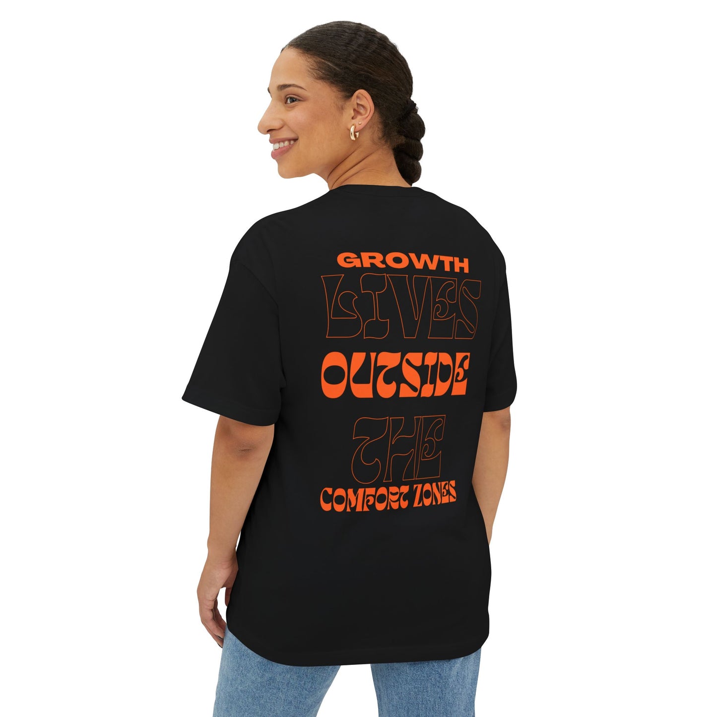 "Growth Lives Outside The Comfort Zone "Unisex Oversized Boxy Tee